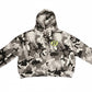 Camouflage hoodie with a logo on a white background